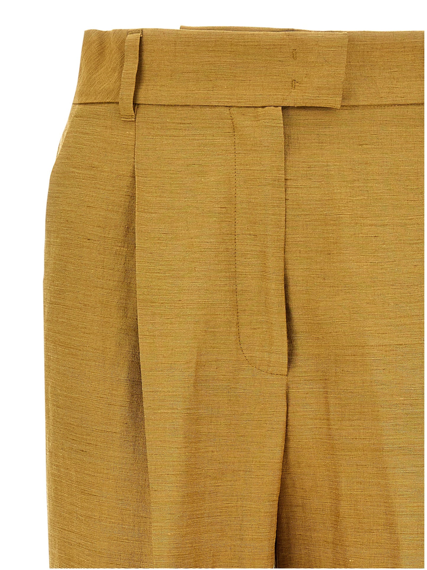 Trousers by Max Mara for women in polyamide silk gold presents a smart silhouette, meticulously detailed with a smart straight, a smart long, and a smart high rise.