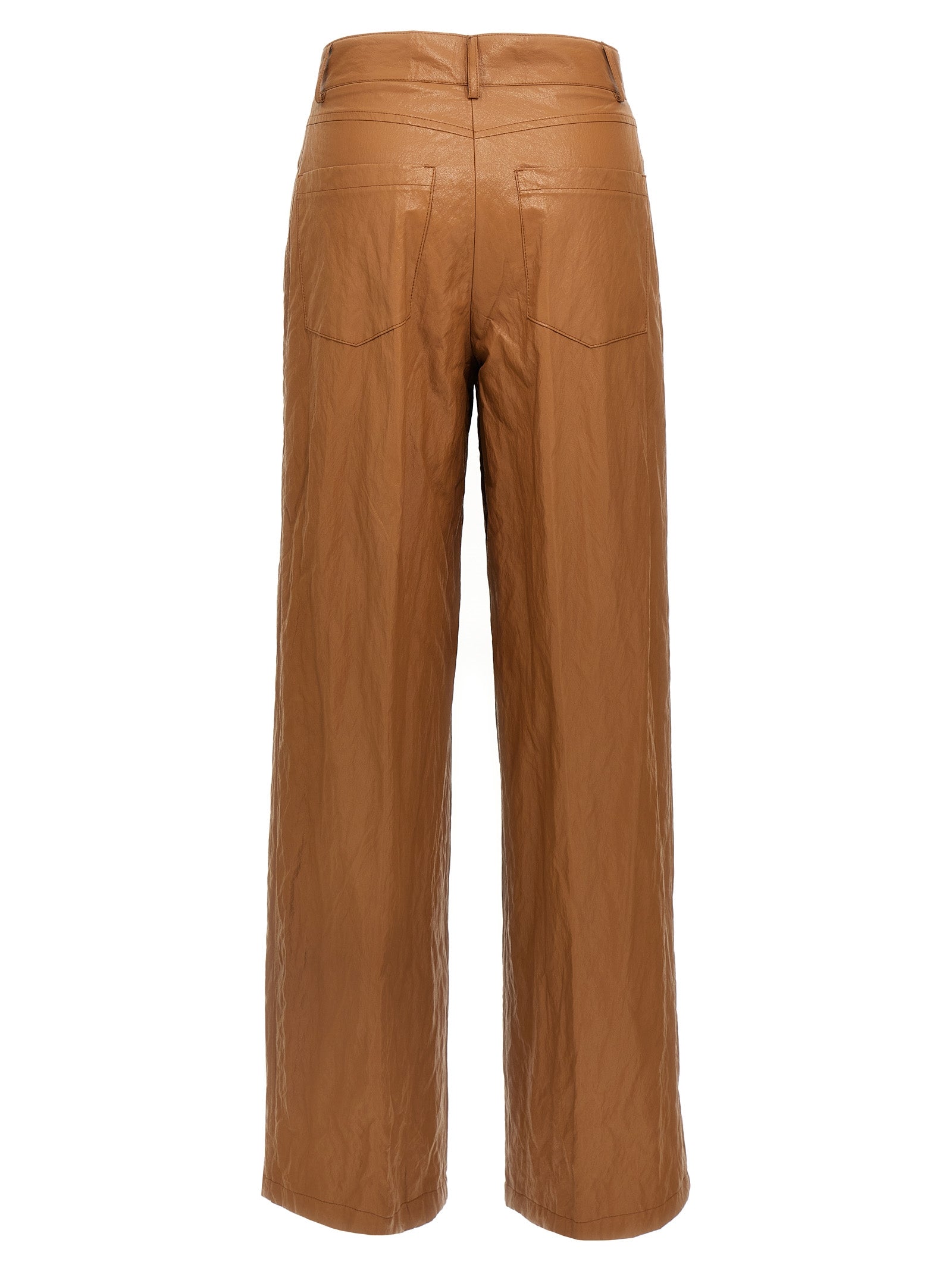 Trousers by NUDE for women in viscose polyester leather & cotton brown & nude features a sculptural silhouette, showcasing a sculptural straight-leg & wide and long with a sophisticated for a sculptural finish.