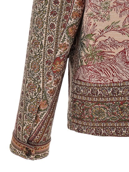 Overshirt by Etro for men in polyester cotton wool multicolor & print showcases a sharp silhouette, elegantly detailed with a sharp and sharp .