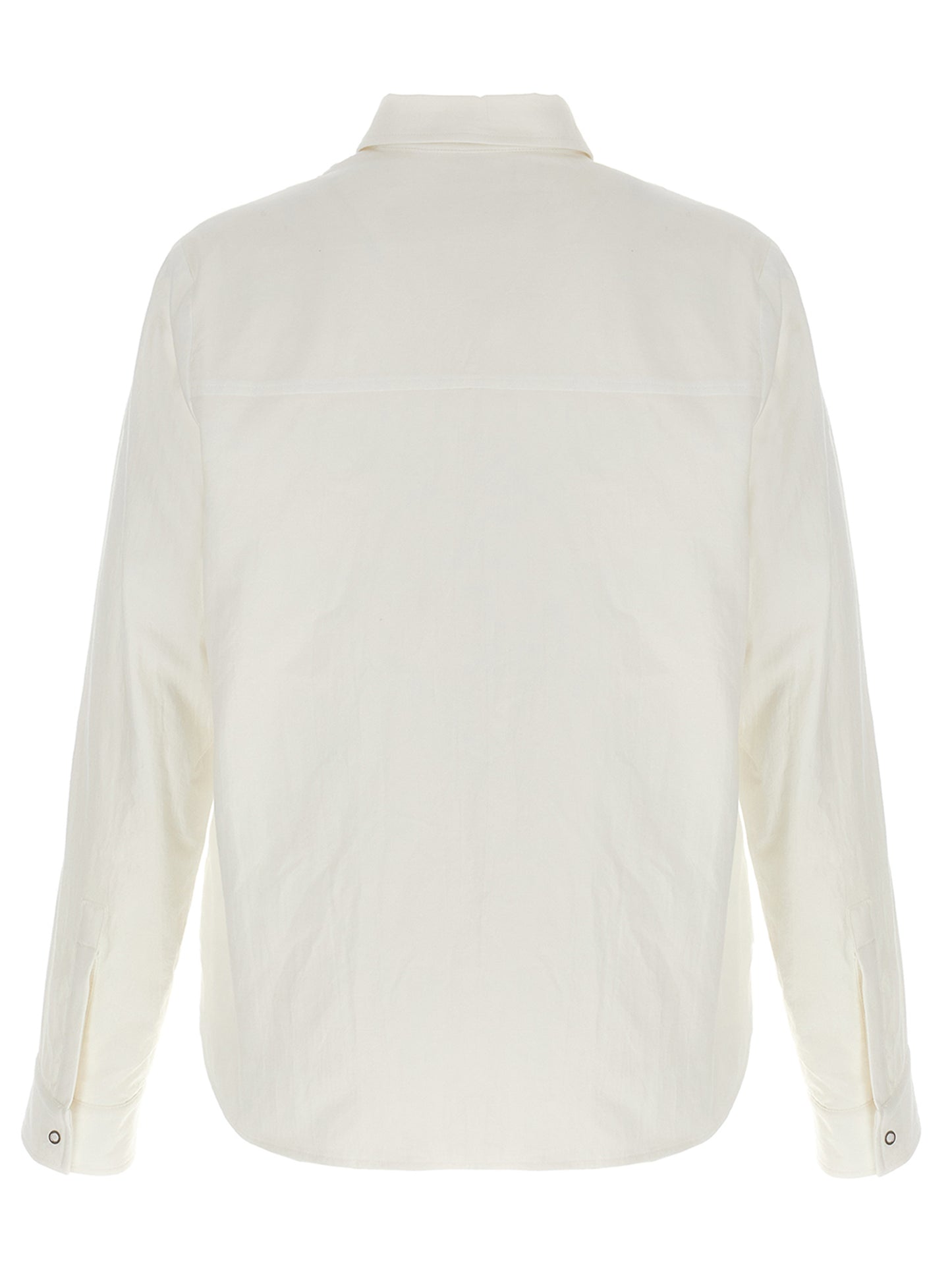 Overshirt by MONCLER GENIUS for men in cotton & nylon white & signature, featuring a nuanced and nuanced for a sophisticated finish.