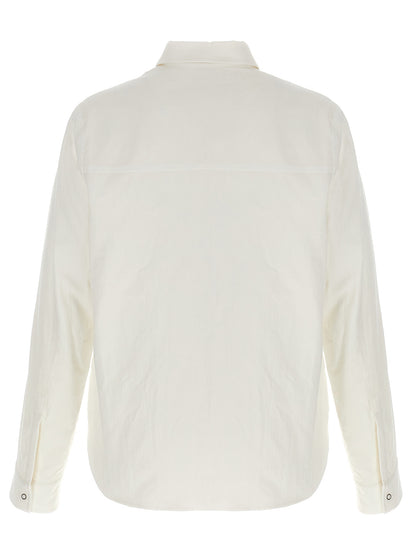 Overshirt by MONCLER GENIUS for men in cotton & nylon white & signature, featuring a nuanced and nuanced for a sophisticated finish.
