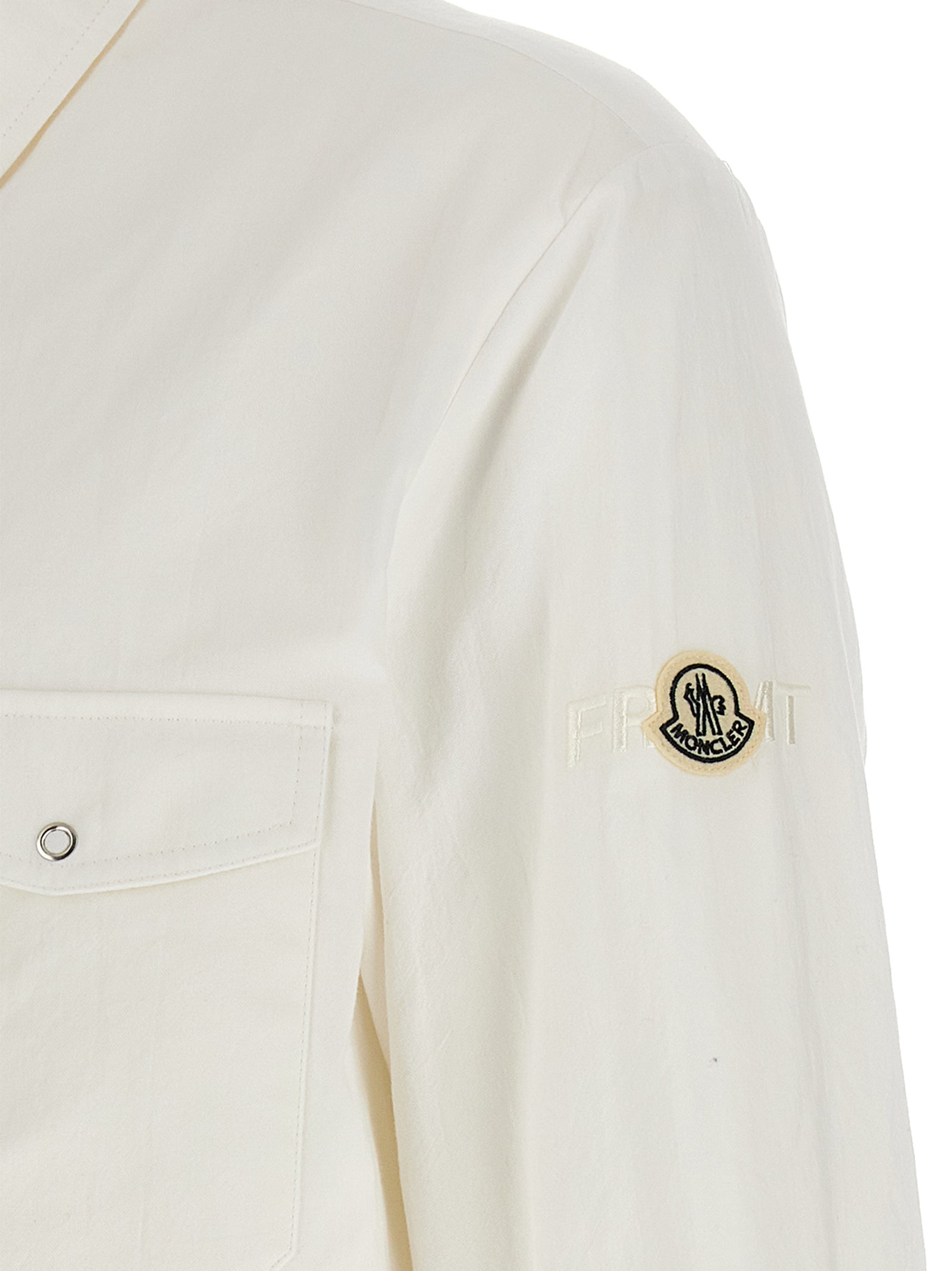 Overshirt by MONCLER GENIUS for men in cotton & nylon white & signature features an polished silhouette, showcasing a sophisticated and detail for a truly polished finish.
