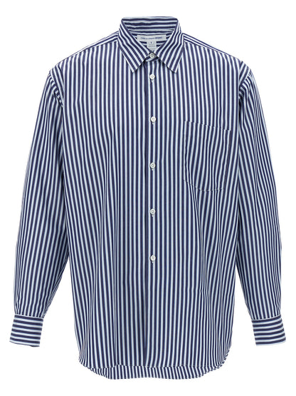 Shirt by Comme Des Garçons for men in cotton blue showcases a sleek silhouette, elegantly detailed with a sleek and for a sleek finish.