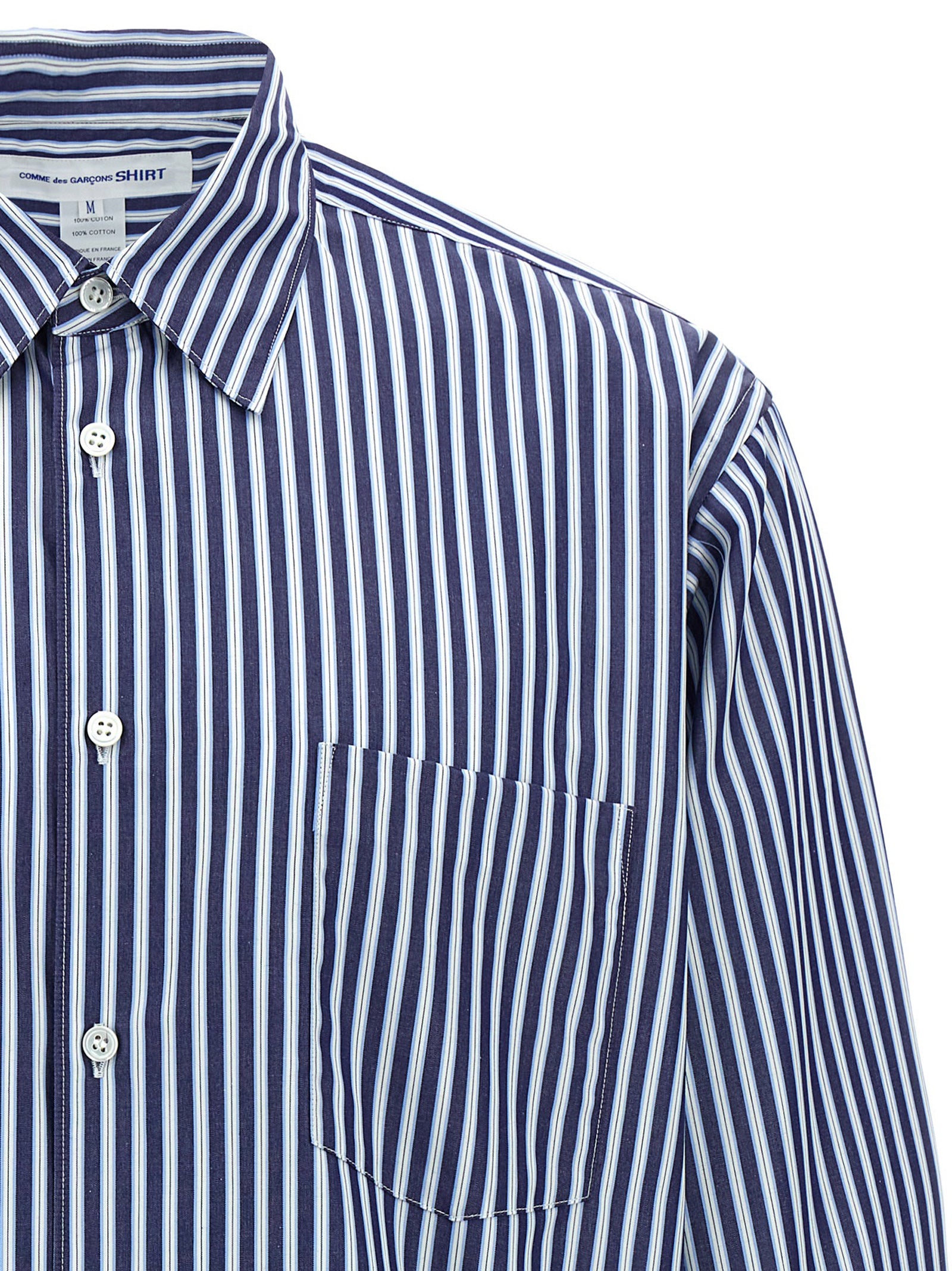 Shirt by Comme Des Garçons for men in cotton blue, featuring a nuanced and nuanced for a sophisticated finish.