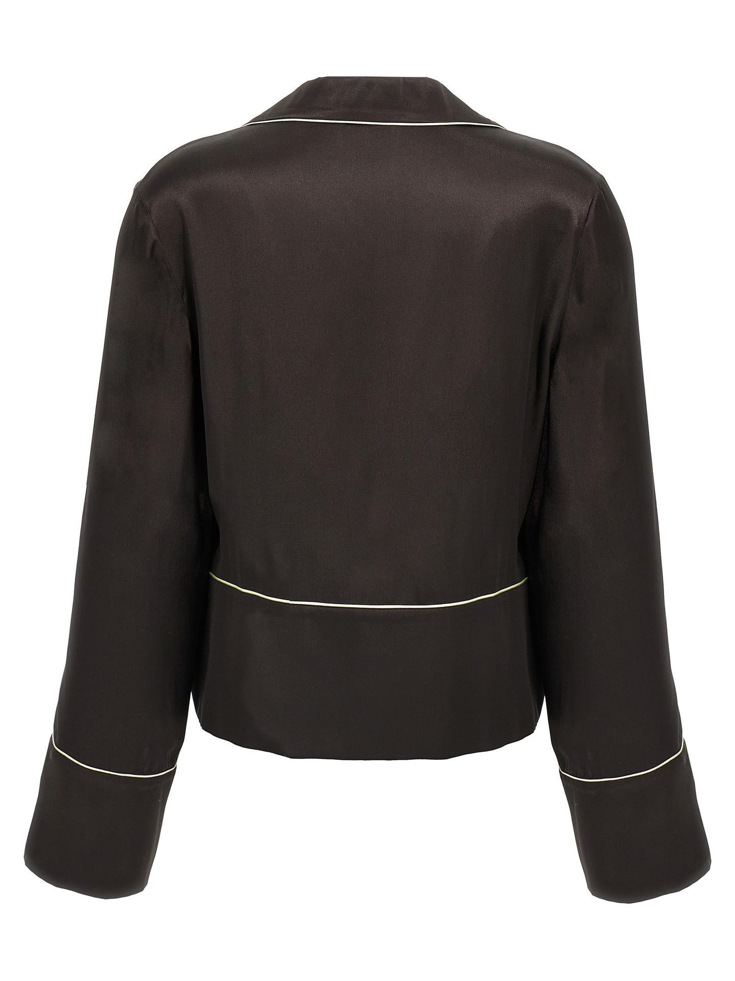 Blouse by Off-White for women in silk & acetate black & white, featuring a nuanced and nuanced v-neck neckline for a sophisticated finish.