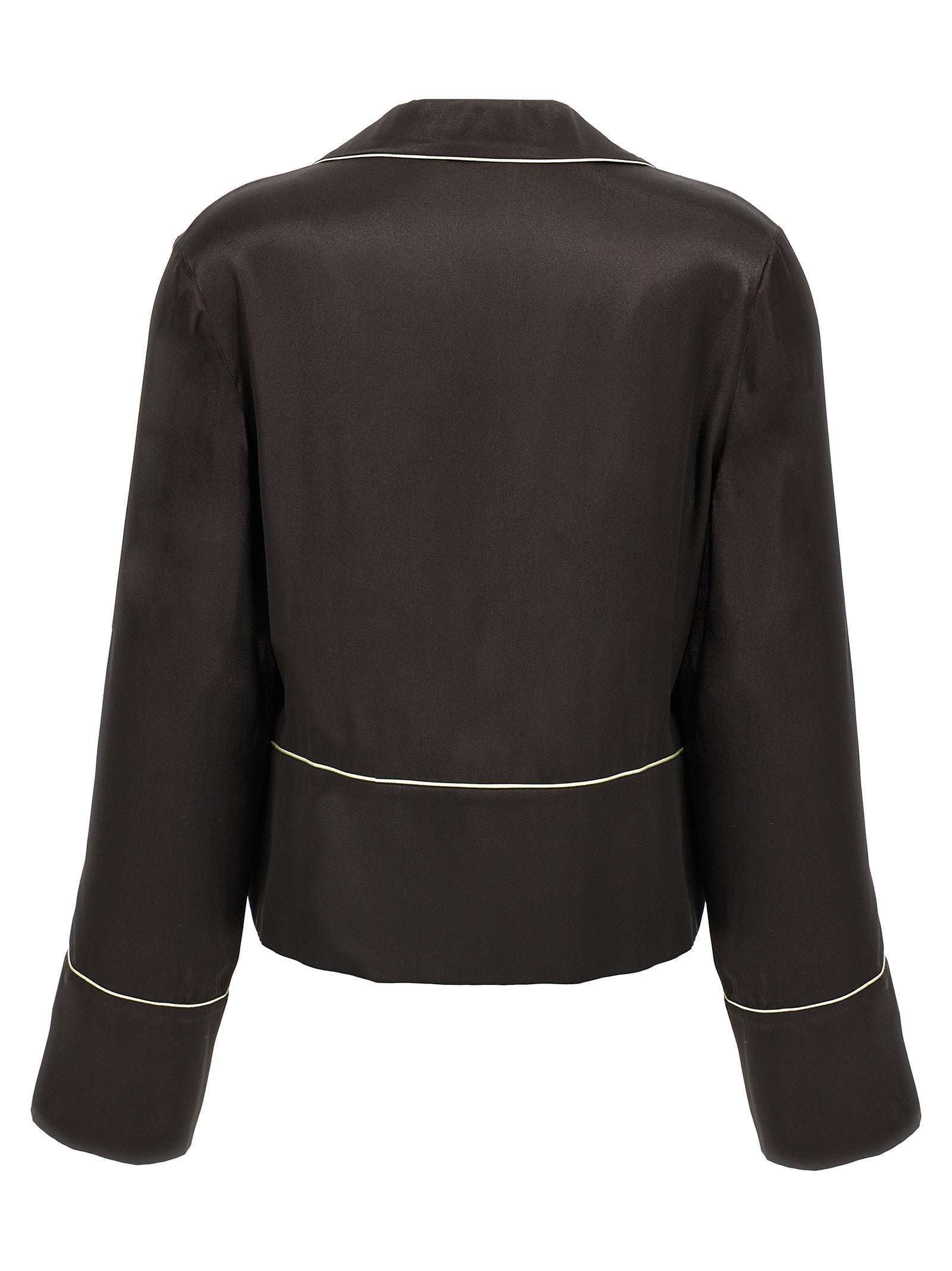 Blouse by Off-White for women in silk & acetate black & white, featuring a nuanced and nuanced v-neck neckline for a sophisticated finish.