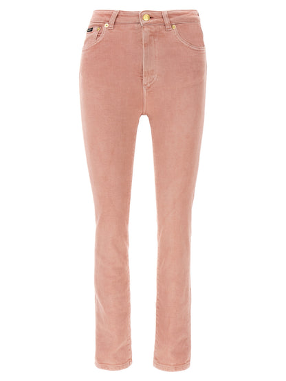 Jeans by Dolce & Gabbana for women in stretch denim cotton multicolor & pink presents a refined pantology silhouette, artfully defined by a refined pantology , long, and a sophisticated high rise.