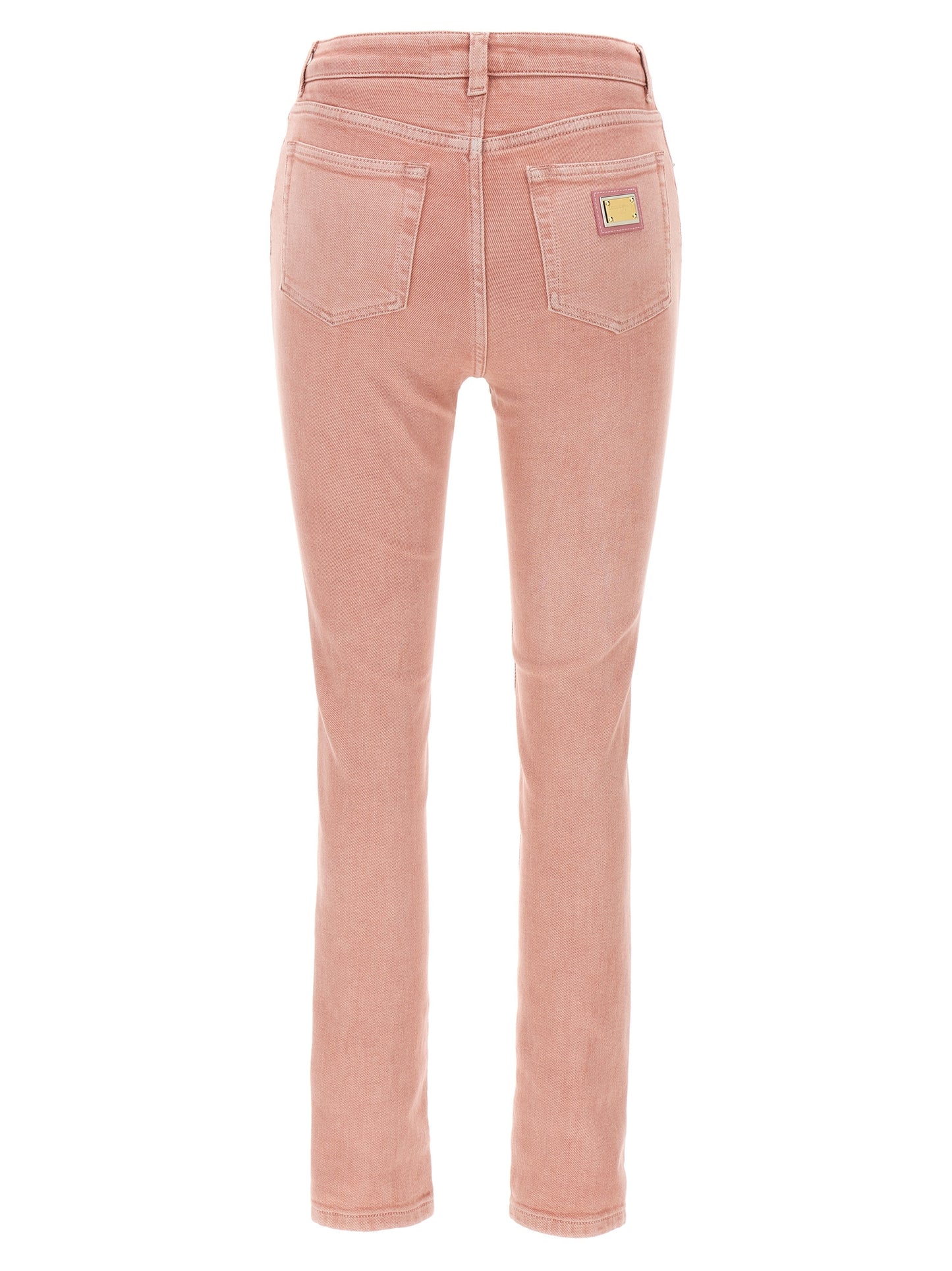 Jeans by Dolce & Gabbana for women in stretch denim cotton multicolor & pink features an refined tailoring silhouette, showcasing a premium with a high rise and long cut for a refined tailoring look.