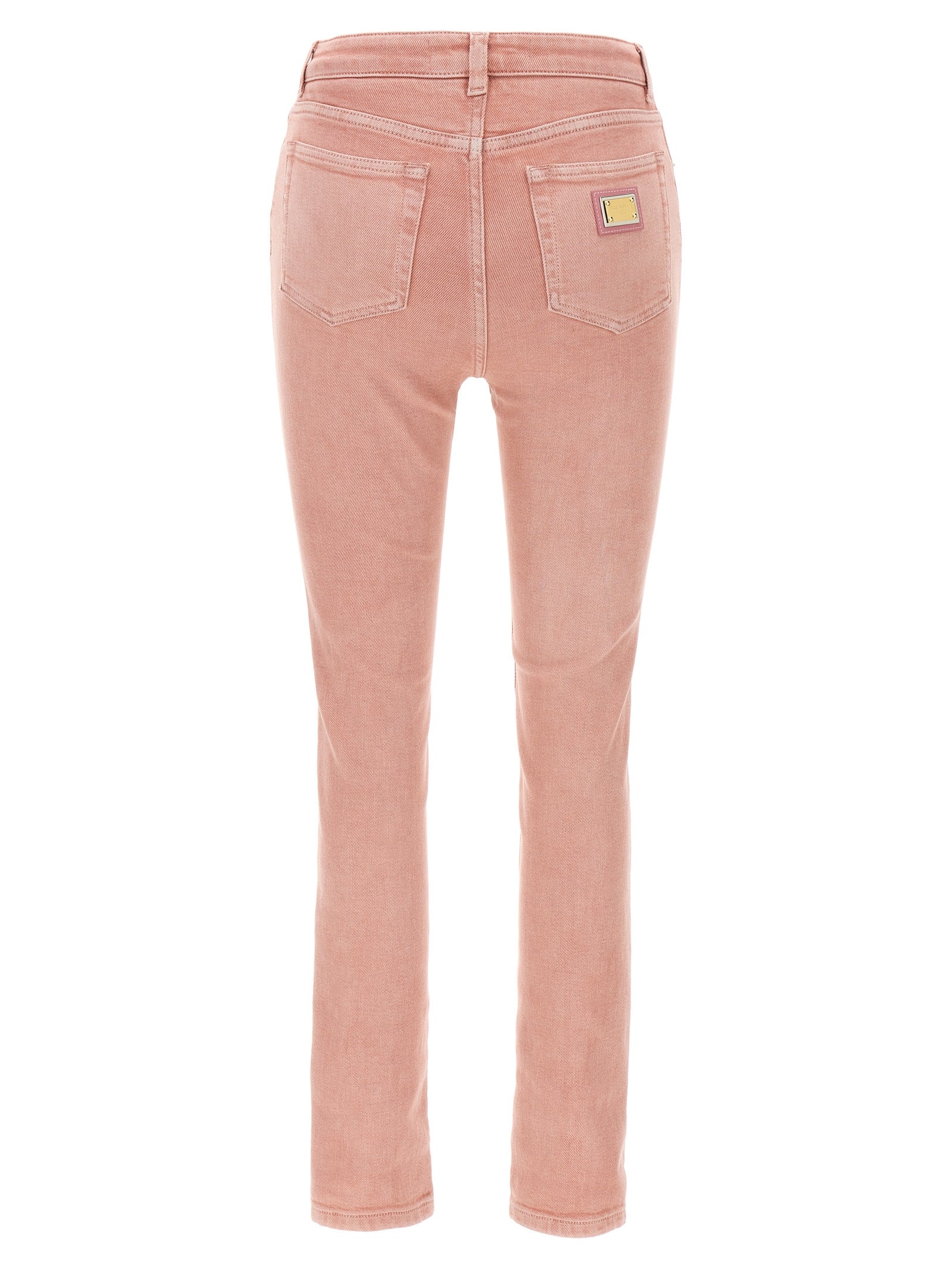 Jeans by Dolce & Gabbana for women in stretch denim cotton multicolor & pink features an refined tailoring silhouette, showcasing a premium with a high rise and long cut for a refined tailoring look.