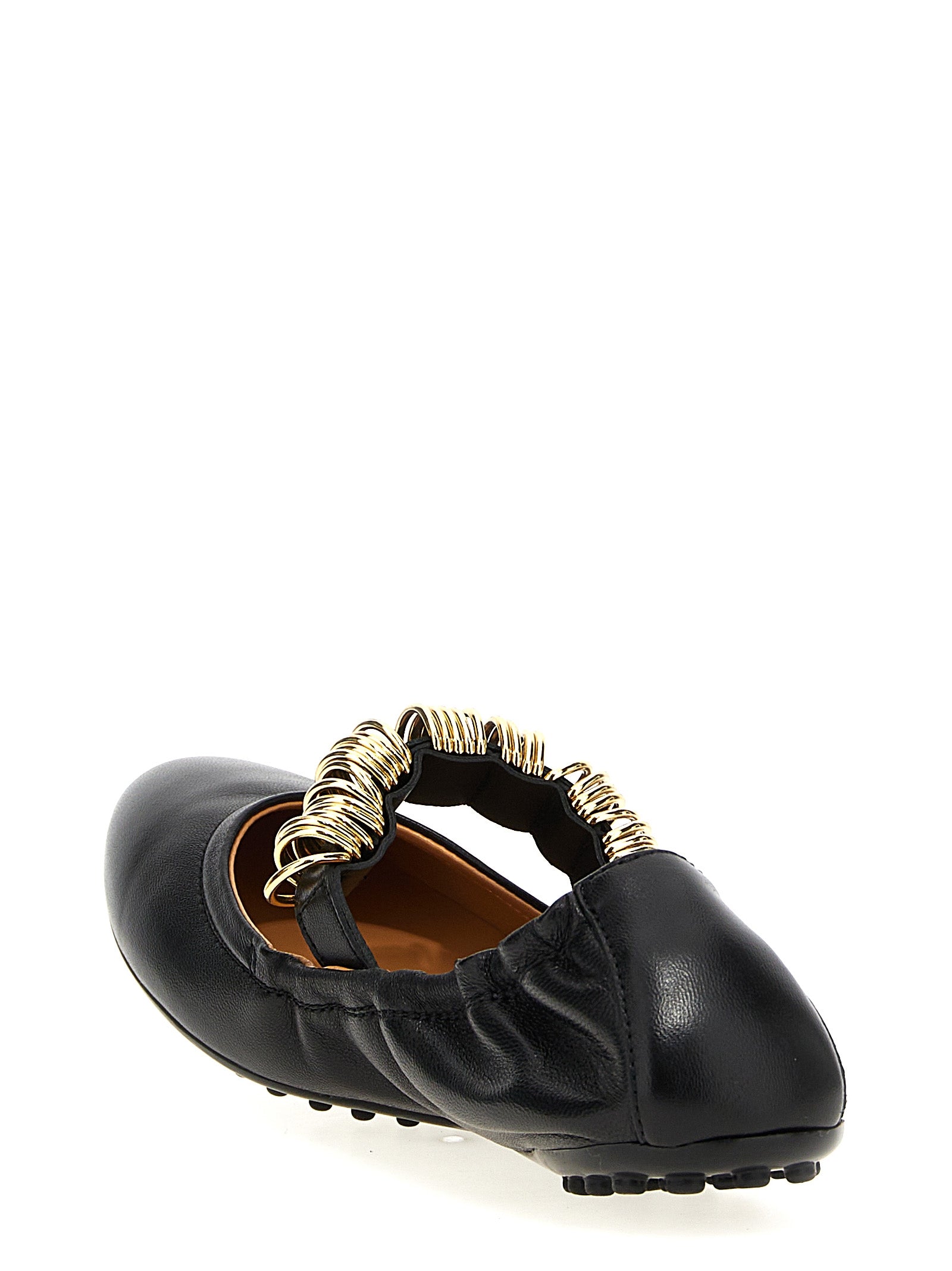 Ballet Flat Shoes by Tod's for women in lamb leather black & gold presents a effortless chic silhouette, showcasing the Grace Women's Lamb Leather Ballet Flat Shoes design with a effortless chic and for a sophisticated look.