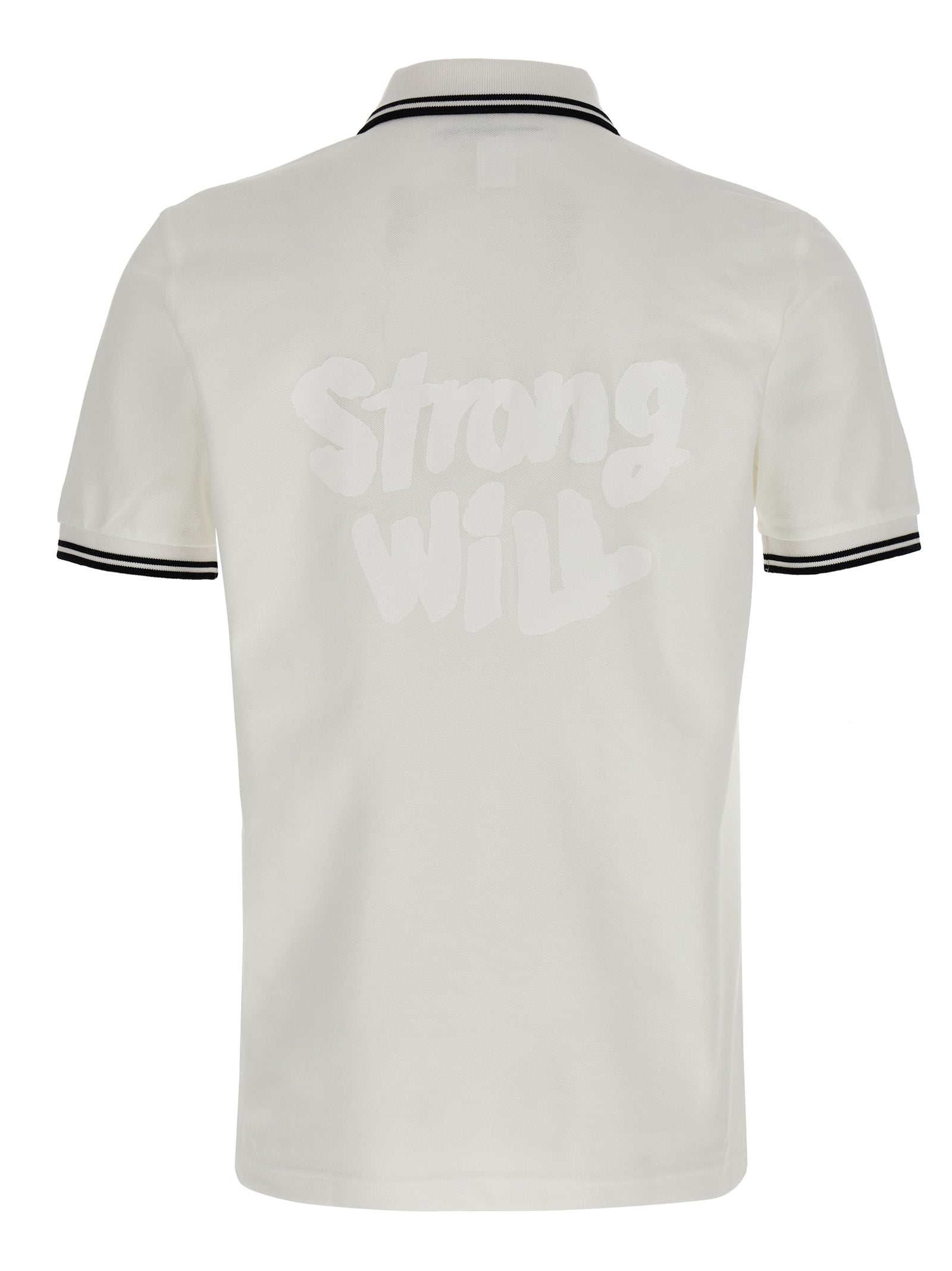 Polo Shirt by Comme Des Garçons for men in cotton white & print showcases a sharp silhouette, detailed with a refined and sharp for a sophisticated finish.
