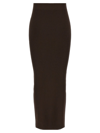 Skirt by Max Mara for women in viscose polyester crepe brown features an tailored silhouette, artfully capturing the essence of Women's Viscose Polyester Crepe Skirt in a sophisticated mini.