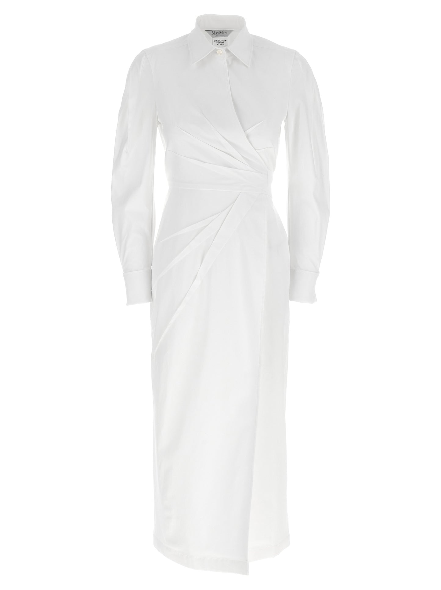 Dress by Max Mara for women in stretch cotton twill white features an magnificent silhouette, artfully detailed with a magnificent and long-sleeve that flows into an magnificent maxi long.