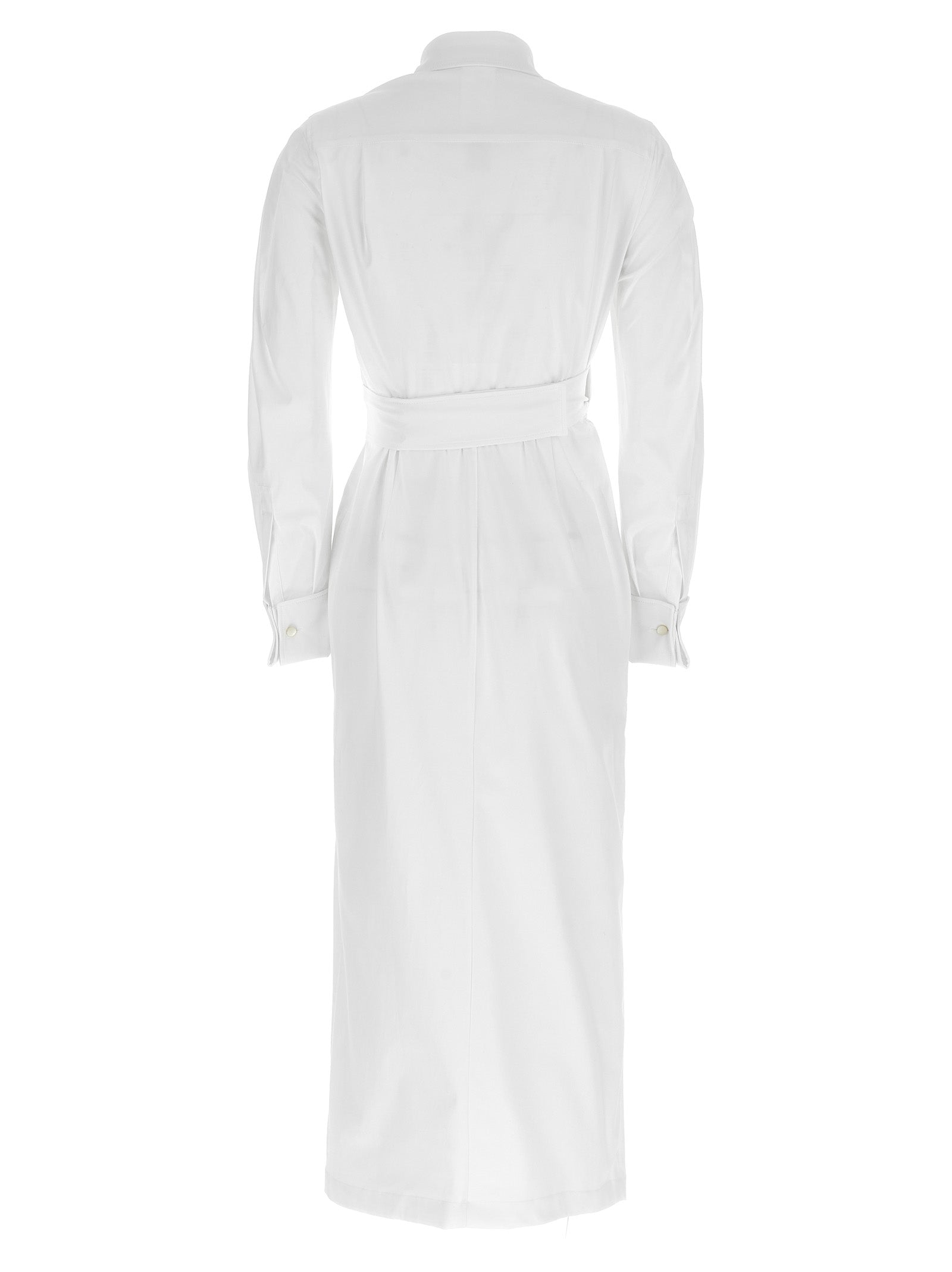 Dress by Max Mara for women in stretch cotton twill white features an eye catching silhouette with a sophisticated , elegant , and a refined maxi long for a eye catching aesthetic.