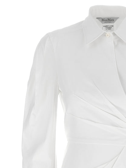 Dress by Max Mara for women in stretch cotton twill white features an sultry silhouette defined by a and , falling to an sultry maxi long for a sultry look.