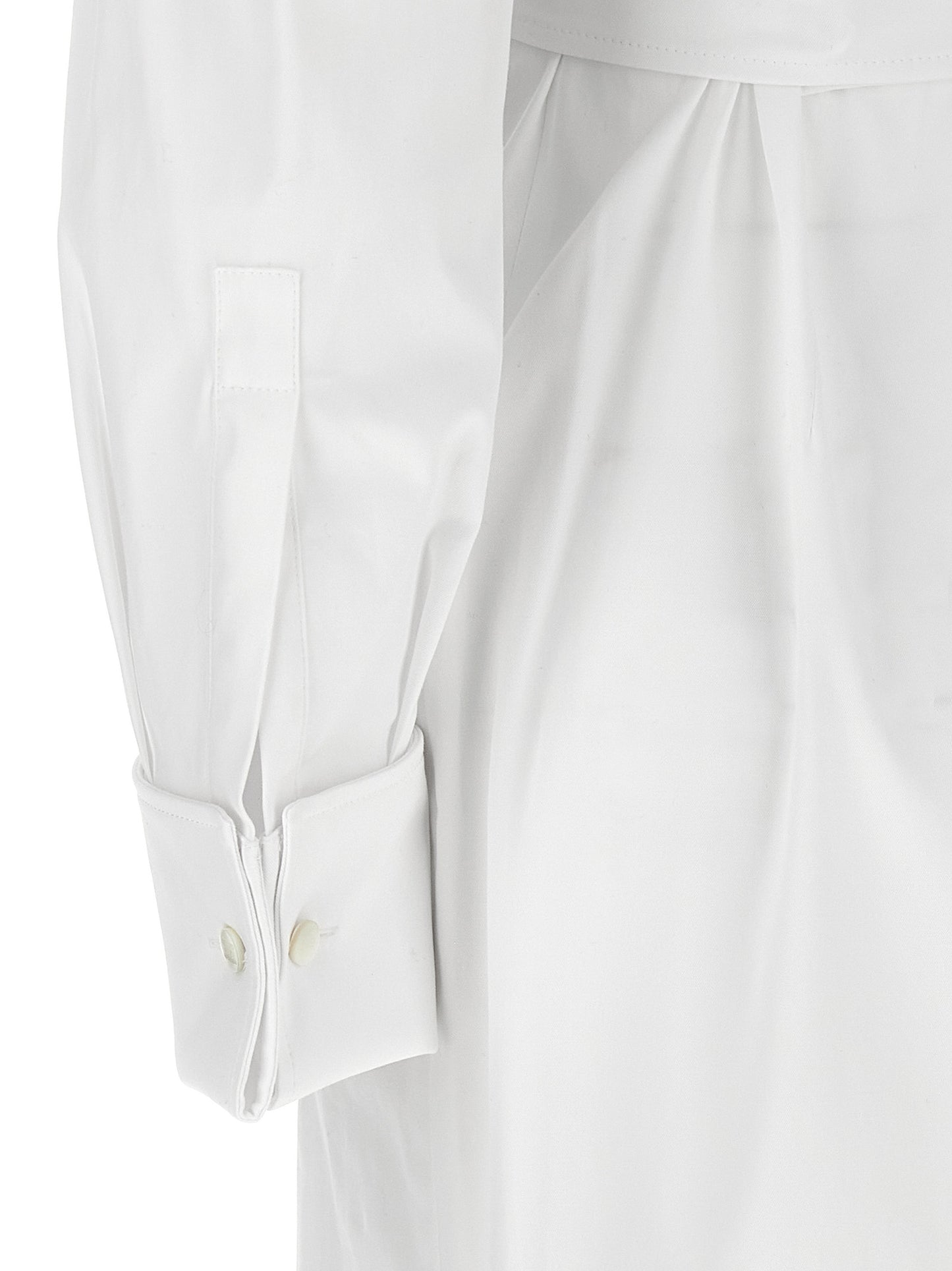 Dress by Max Mara for women in stretch cotton twill white features an eye catching silhouette with a sophisticated , elegant , and a refined maxi long for a eye catching aesthetic.