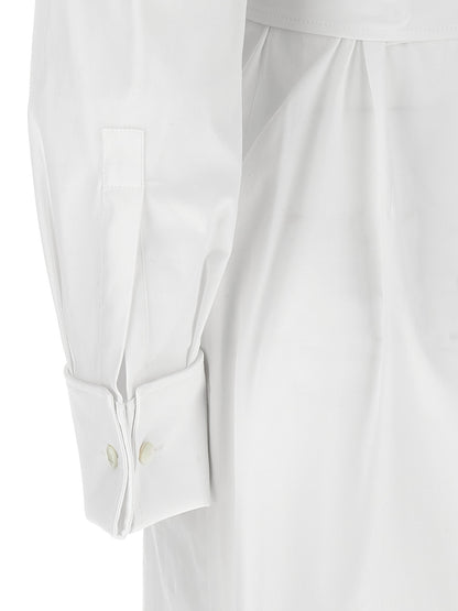Dress by Max Mara for women in stretch cotton twill white features an eye catching silhouette with a sophisticated , elegant , and a refined maxi long for a eye catching aesthetic.