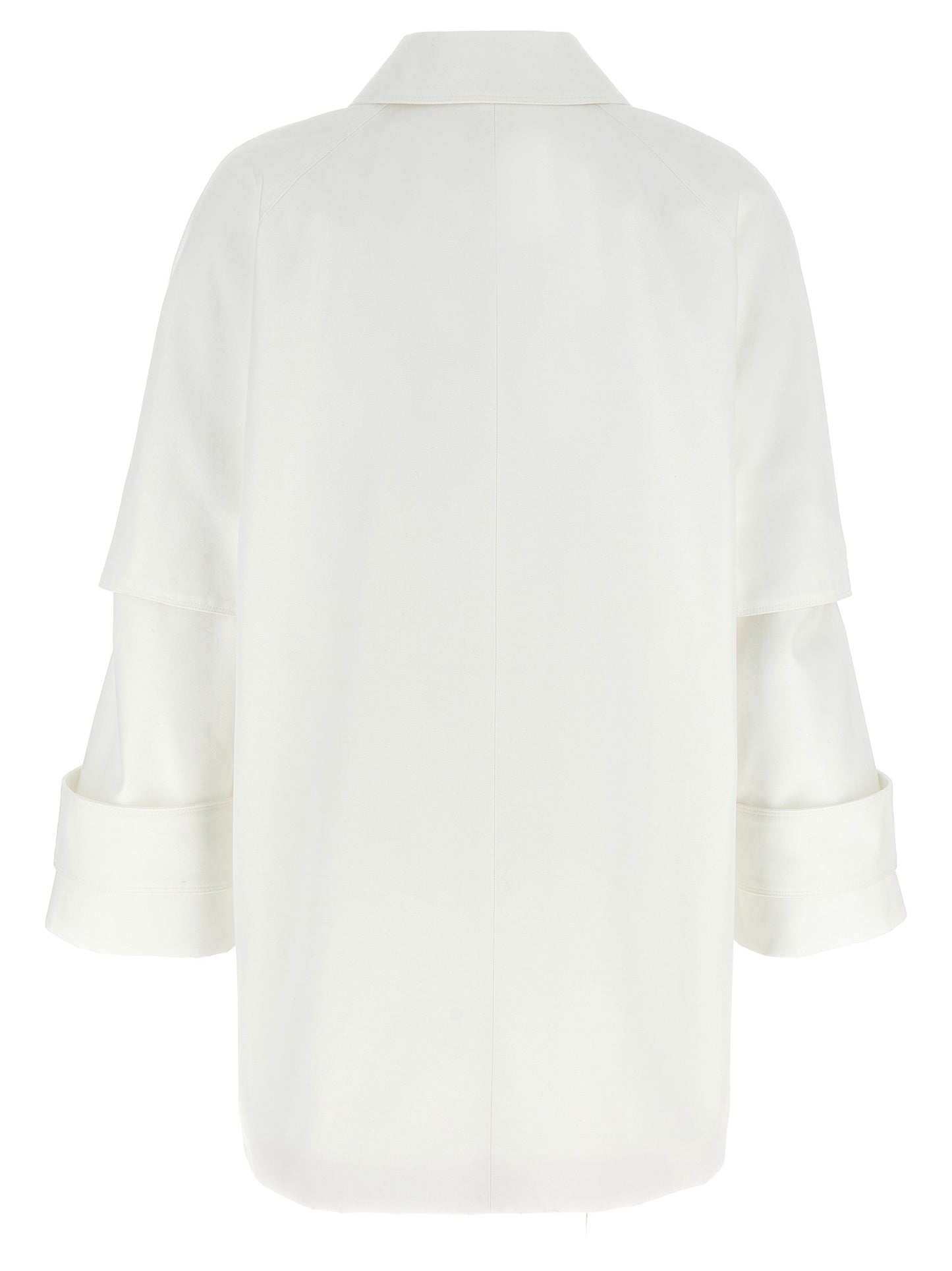 Trench Coat by Max Mara for women in cotton white presents a distinguished silhouette, artfully detailed with water-resistant & pockets and a distinguished shirt-collar neckline for a sophisticated, distinguished finish.