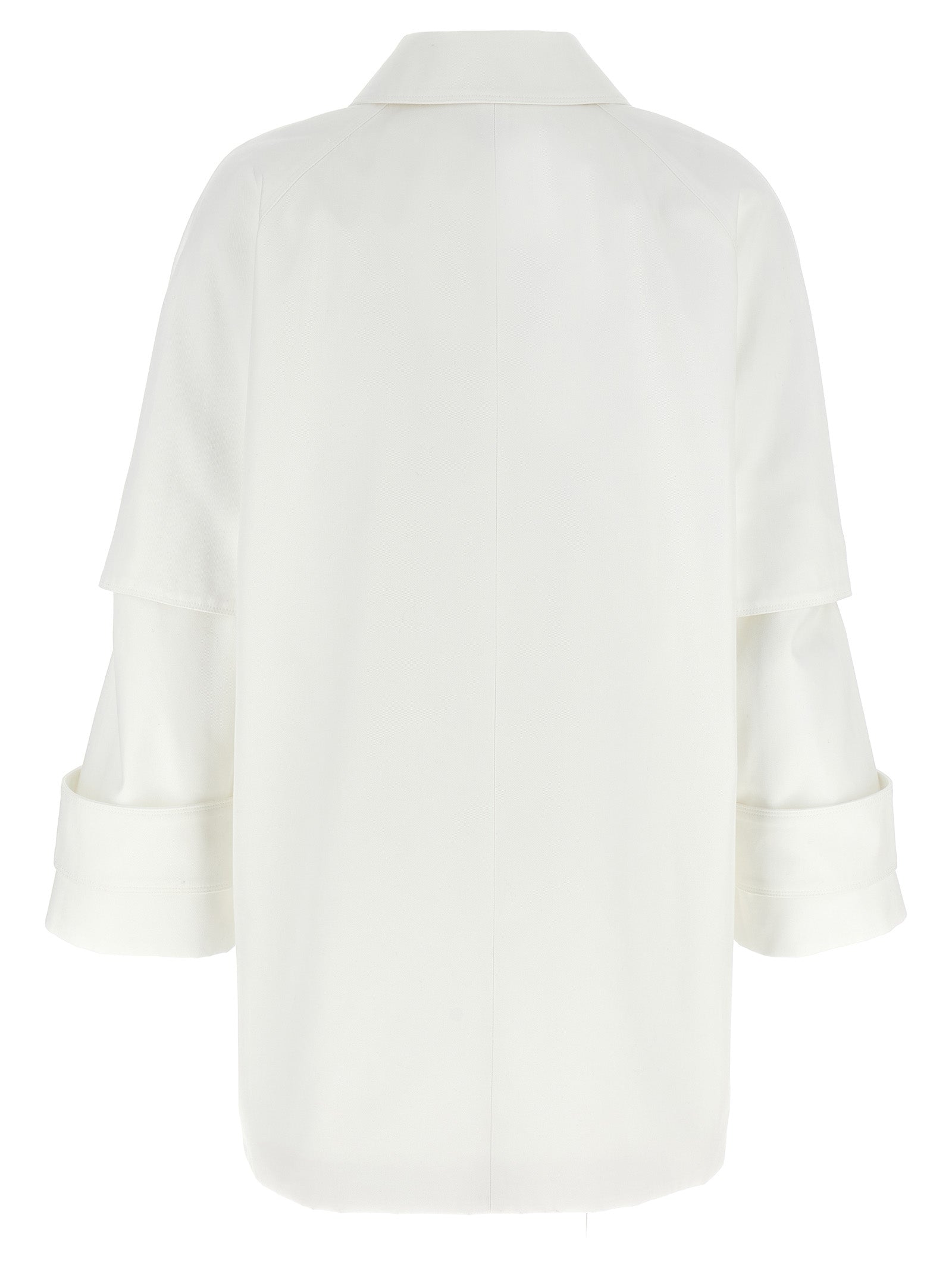 Trench Coat by Max Mara for women in cotton white presents a distinguished silhouette, artfully detailed with water-resistant & pockets and a distinguished shirt-collar neckline for a sophisticated, distinguished finish.
