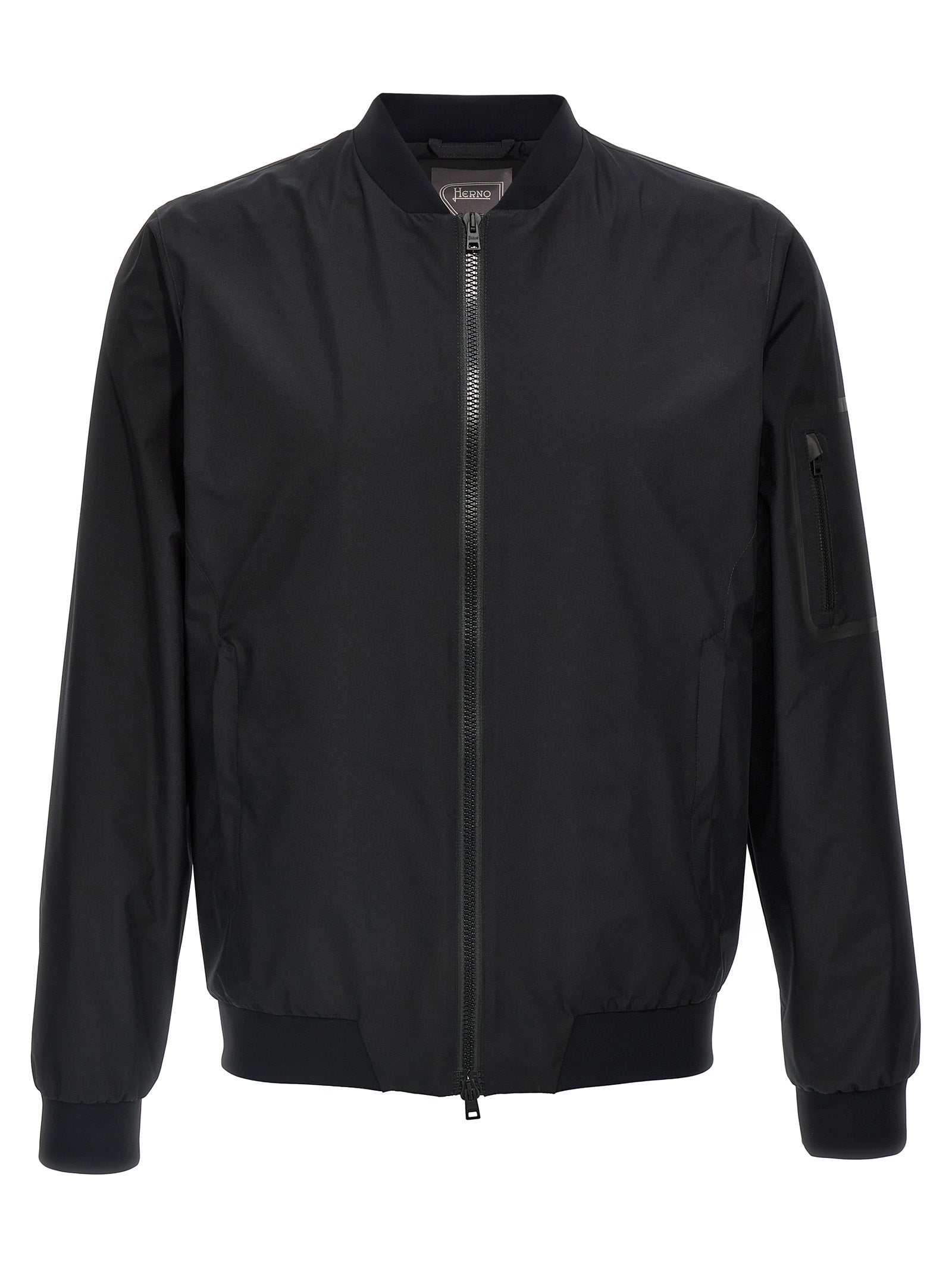 Bomber Jacket by Herno for men in polyester black features an contemporary silhouette, showcasing a sophisticated and contemporary breathable-design, windproof & pockets for a truly refined look.