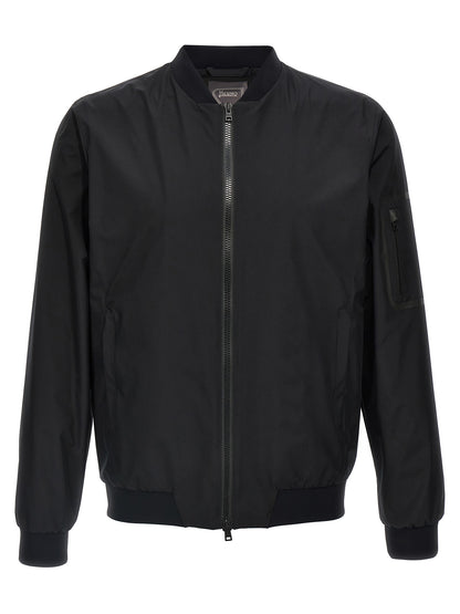 Bomber Jacket by Herno for men in polyester black features an contemporary silhouette, showcasing a sophisticated and contemporary breathable-design, windproof & pockets for a truly refined look.