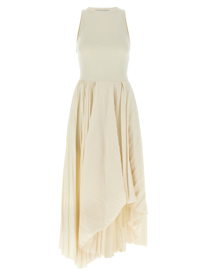 Dress by Alexander McQueen for women in cotton white features an eye catching silhouette with a sophisticated crew neckline, elegant sleeveless, and a refined long for a eye catching aesthetic.