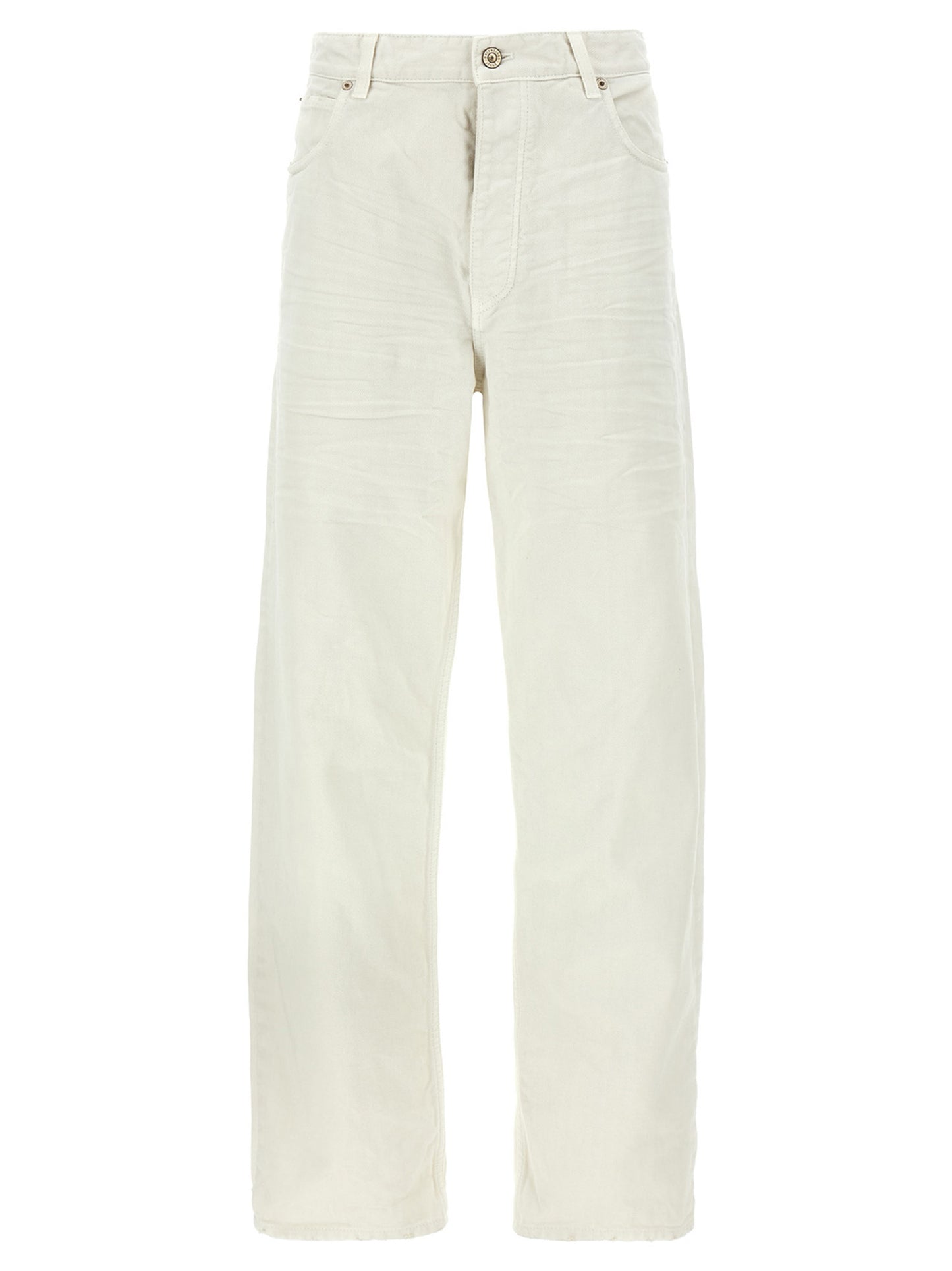 Jeans by Balenciaga for women in denim cotton white presents a refined pantology silhouette, artfully defined by a refined pantology wide, long, and a sophisticated .