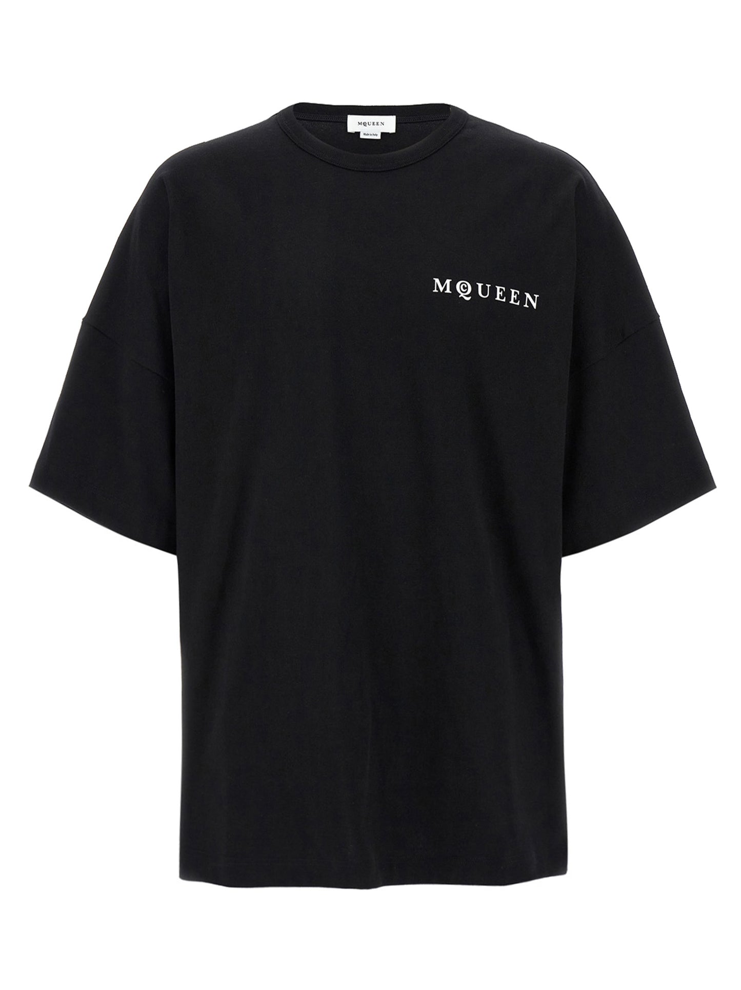 T-Shirt by Alexander McQueen for men in cotton bicolour, black, white & print features an edgy silhouette, meticulously detailed with a sophisticated and crew neckline for a truly edgy finish.