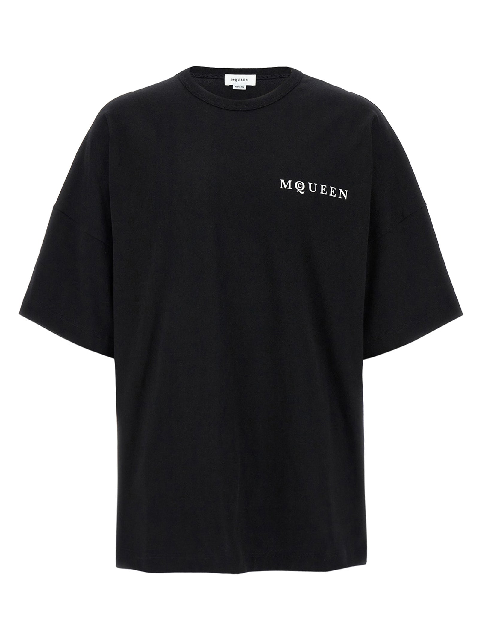 T-Shirt by Alexander McQueen for men in cotton bicolour, black, white & print features an edgy silhouette, meticulously detailed with a sophisticated and crew neckline for a truly edgy finish.