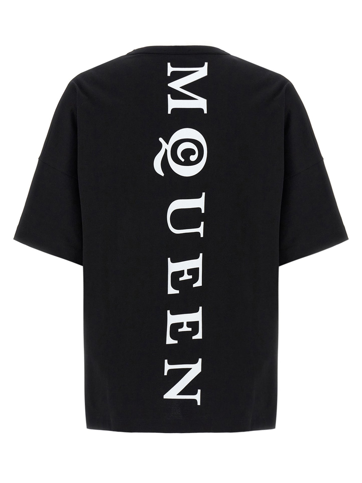 T-Shirt by Alexander McQueen for men in cotton bicolour, black, white & print showcases a chic silhouette, artfully detailed with a chic crew neckline and for a chic finish.
