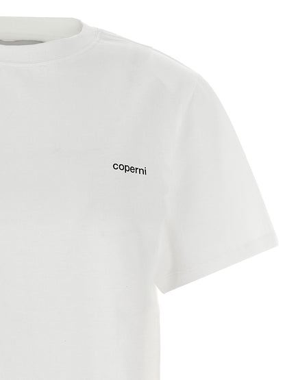 T-Shirt by Coperni for women in organic cotton bicolour, black, white & print showcases a chic silhouette, artfully detailed with a chic and for a chic finish.
