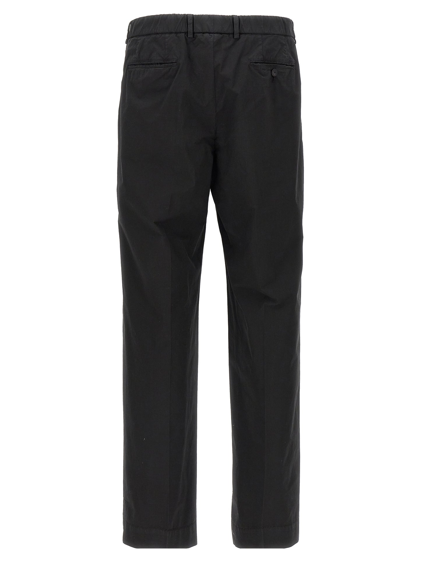 Casual Pants by CELLAR DOOR for men in stretch cotton black features a polished silhouette with a polished straight-leg, reaching a polished long and finished with a polished .