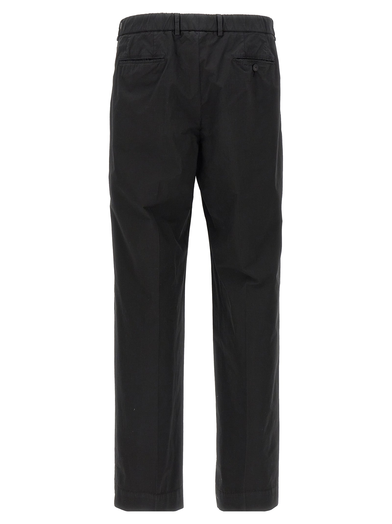 Casual Pants by CELLAR DOOR for men in stretch cotton black features a polished silhouette with a polished straight-leg, reaching a polished long and finished with a polished .