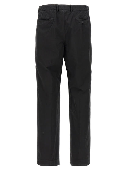 Casual Pants by CELLAR DOOR for men in stretch cotton black features a polished silhouette with a polished straight-leg, reaching a polished long and finished with a polished .