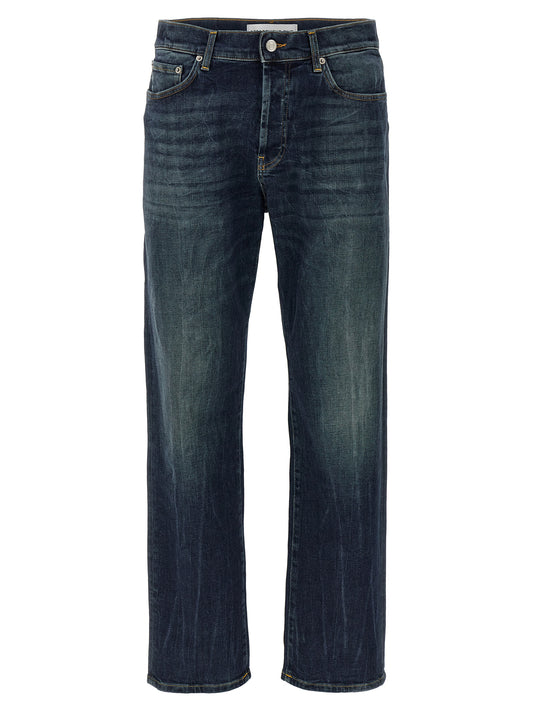 Jeans by Department 5 for men in stretch denim cotton blue features an sophisticated and straight-leg with a precise long, creating a sophisticated and sophisticated silhouette.