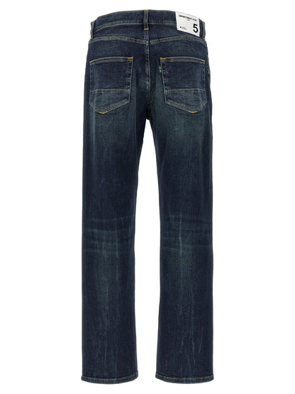 Department 5 Men's Straight Leg Stretch Denim Cotton Jeans - Blue