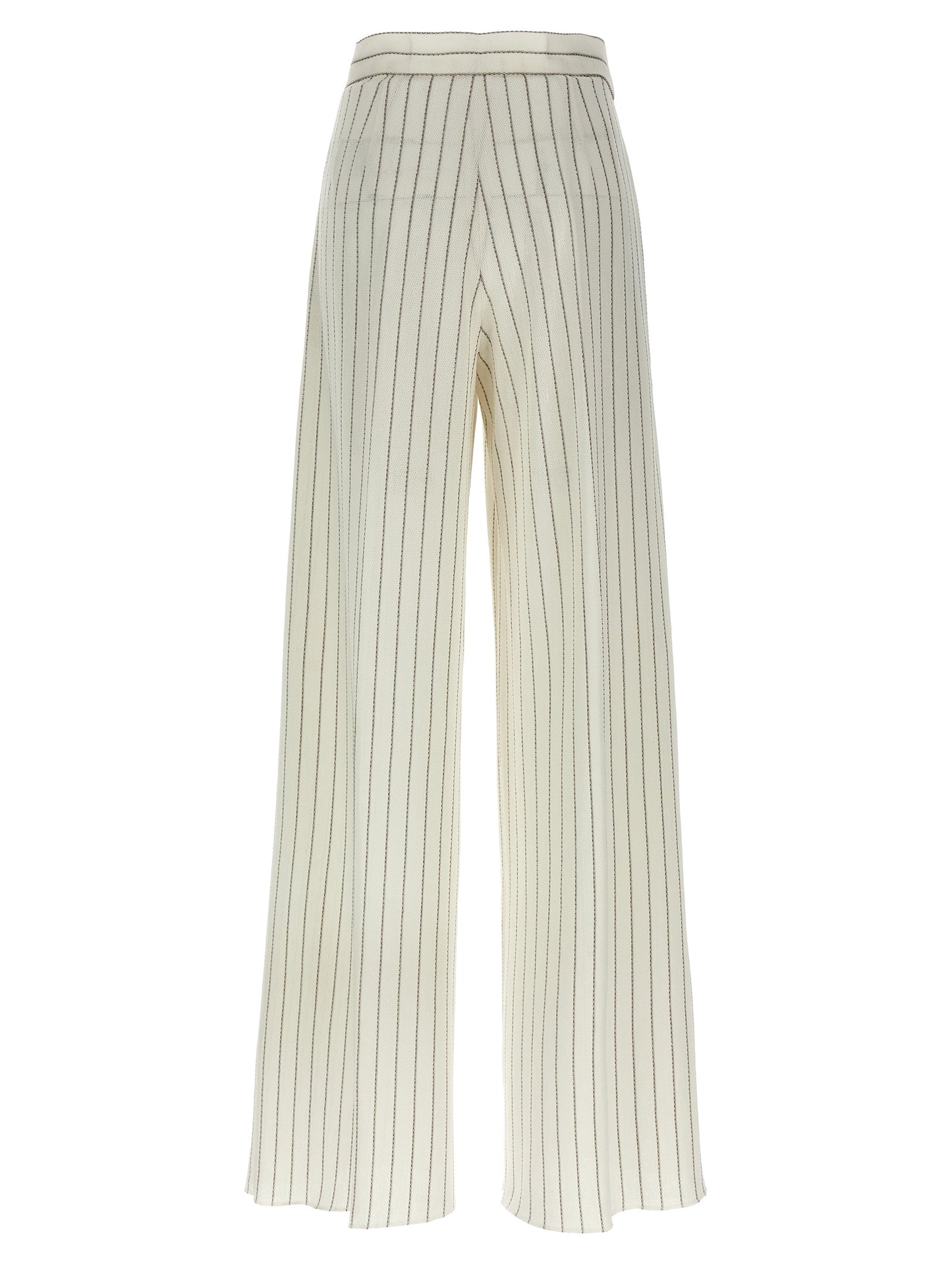 Trousers by Max Mara for women in linen & cotton white features a artisanal silhouette, showcasing a sophisticated wide with a long and for a artisanal finish.