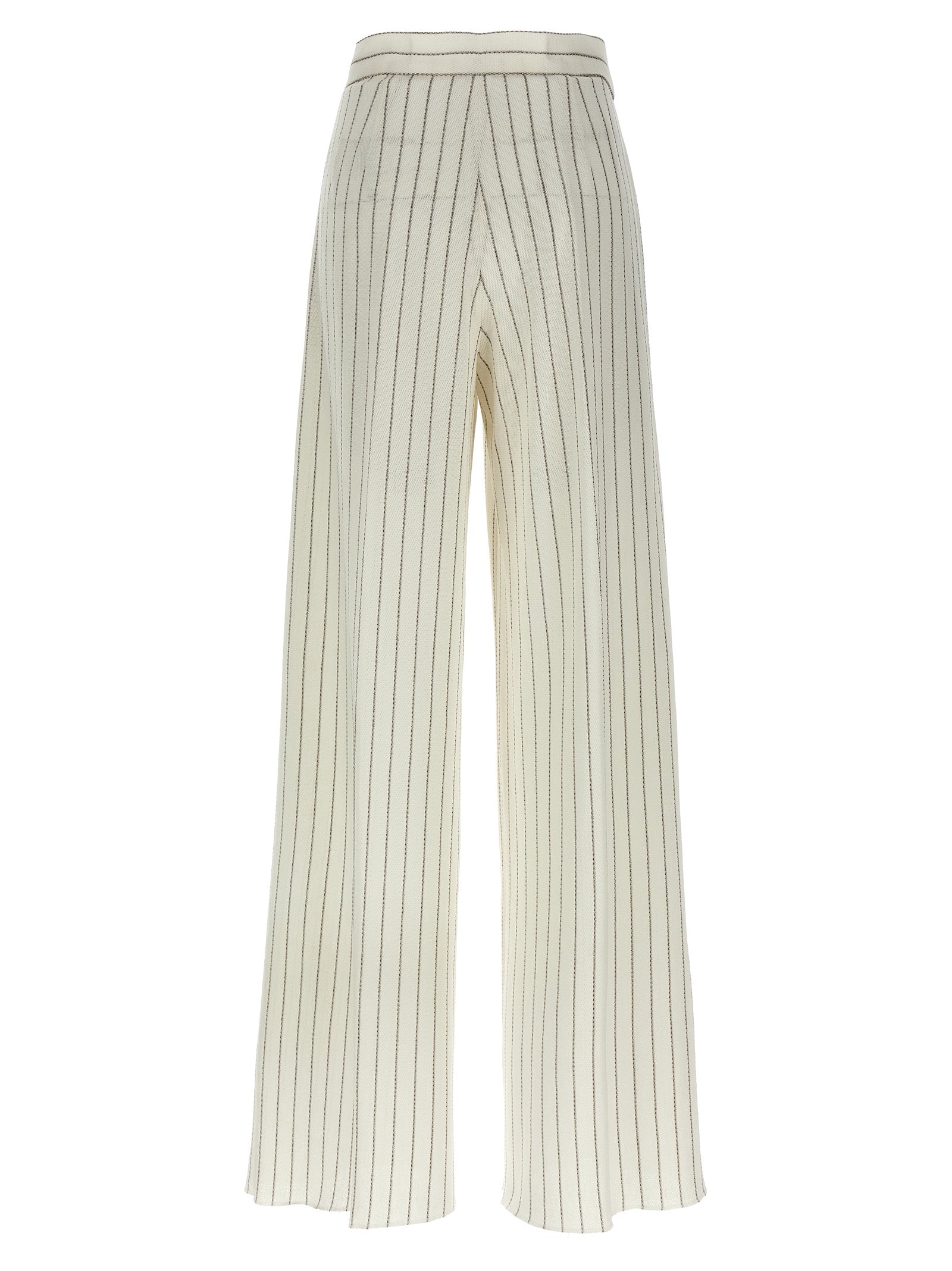 Trousers by Max Mara for women in linen & cotton white features a artisanal silhouette, showcasing a sophisticated wide with a long and for a artisanal finish.