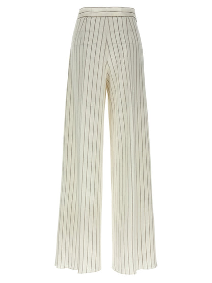 Trousers by Max Mara for women in linen & cotton white features a artisanal silhouette, showcasing a sophisticated wide with a long and for a artisanal finish.