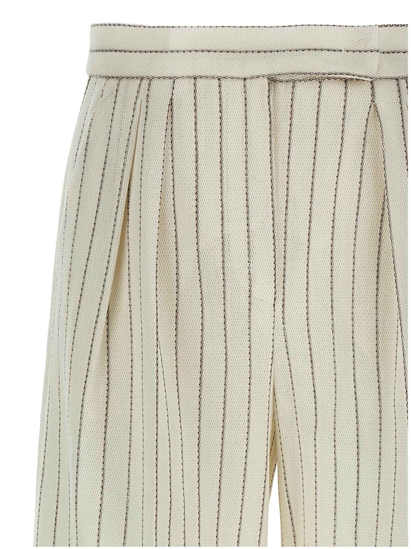 Trousers by Max Mara for women in linen & cotton white features an on trend silhouette, showcasing a sophisticated wide with a long and for an on trend finish.