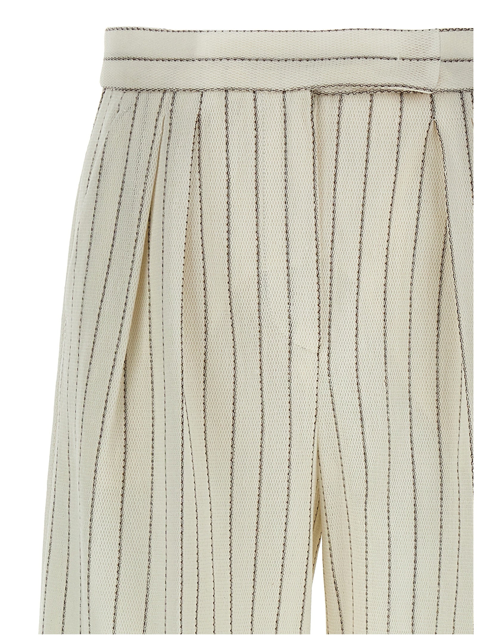 Trousers by Max Mara for women in linen & cotton white features an on trend silhouette, showcasing a sophisticated wide with a long and for an on trend finish.