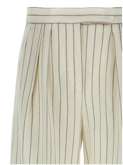 Trousers by Max Mara for women in linen & cotton white features an on trend silhouette, showcasing a sophisticated wide with a long and for an on trend finish.