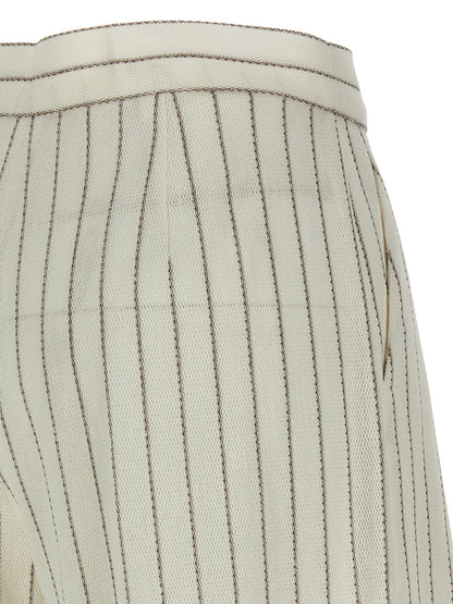 Trousers by Max Mara for women in linen & cotton white presents a smart silhouette, meticulously detailed with a smart wide, a smart long, and a smart .