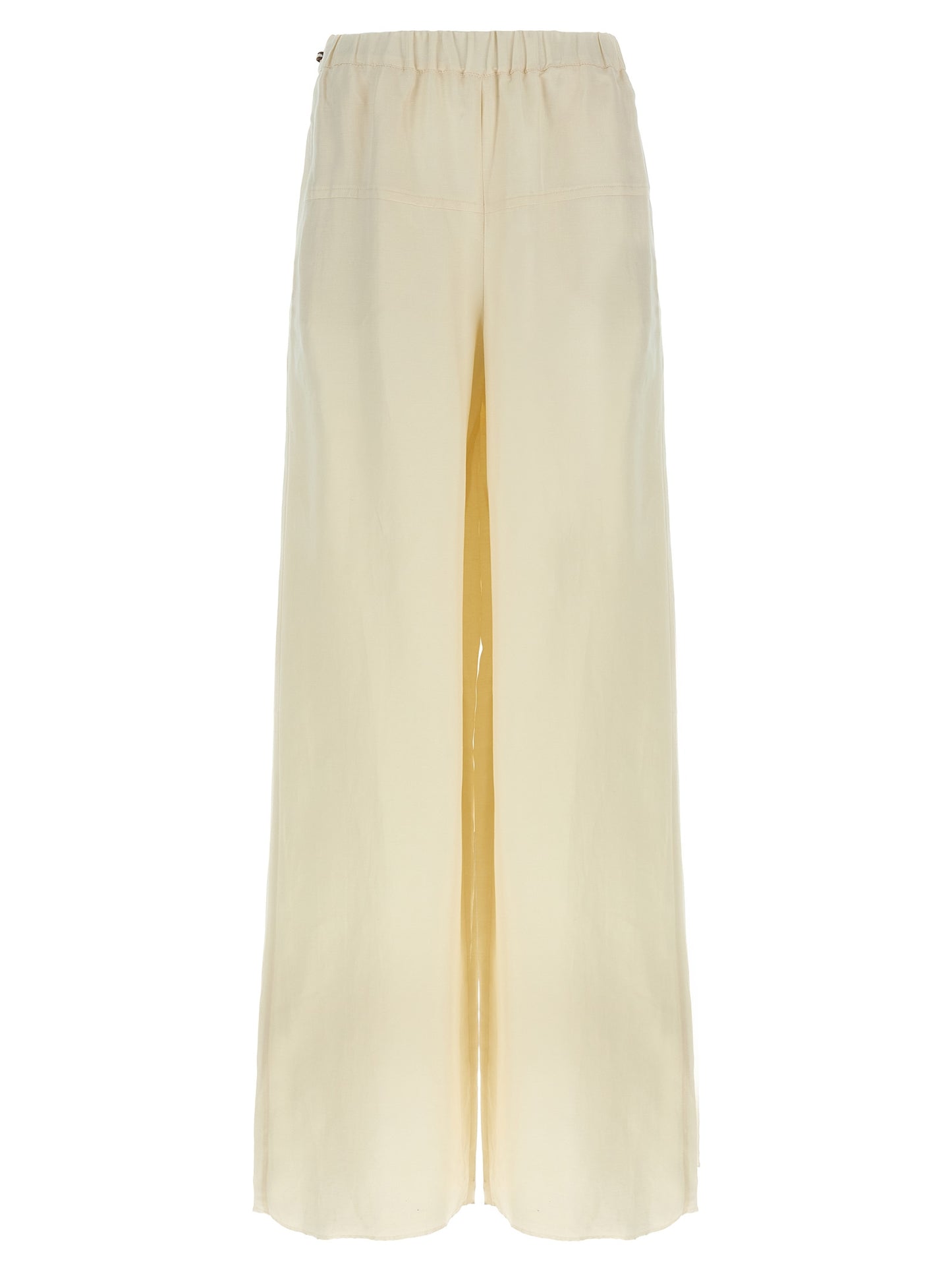 Casual Pants by Max Mara for women in linen flax twill white presents a refined pantology silhouette, artfully defined by a refined pantology wide, long, and a sophisticated high rise.