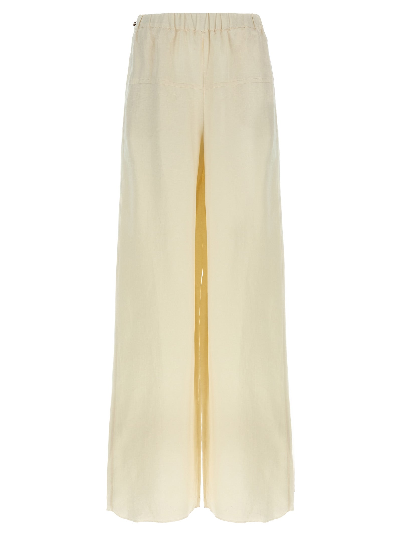 Casual Pants by Max Mara for women in linen flax twill white presents a refined pantology silhouette, artfully defined by a refined pantology wide, long, and a sophisticated high rise.