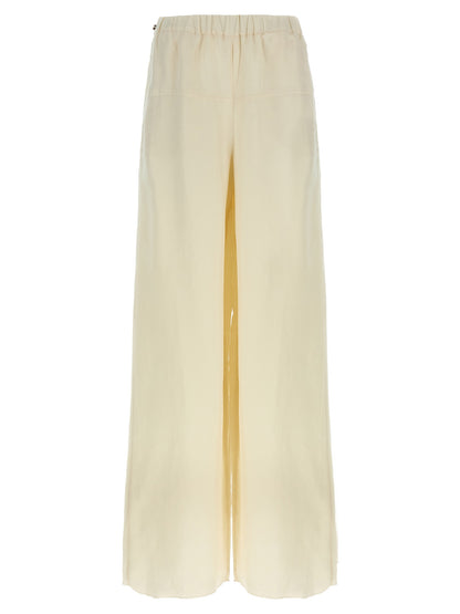 Casual Pants by Max Mara for women in linen flax twill white presents a refined pantology silhouette, artfully defined by a refined pantology wide, long, and a sophisticated high rise.