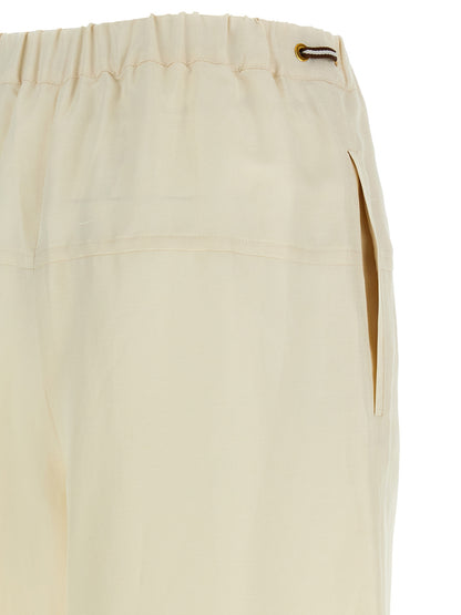 Casual Pants by Max Mara for women in linen flax twill white features an sophisticated high rise and wide with a precise long, creating a sophisticated and sophisticated silhouette.