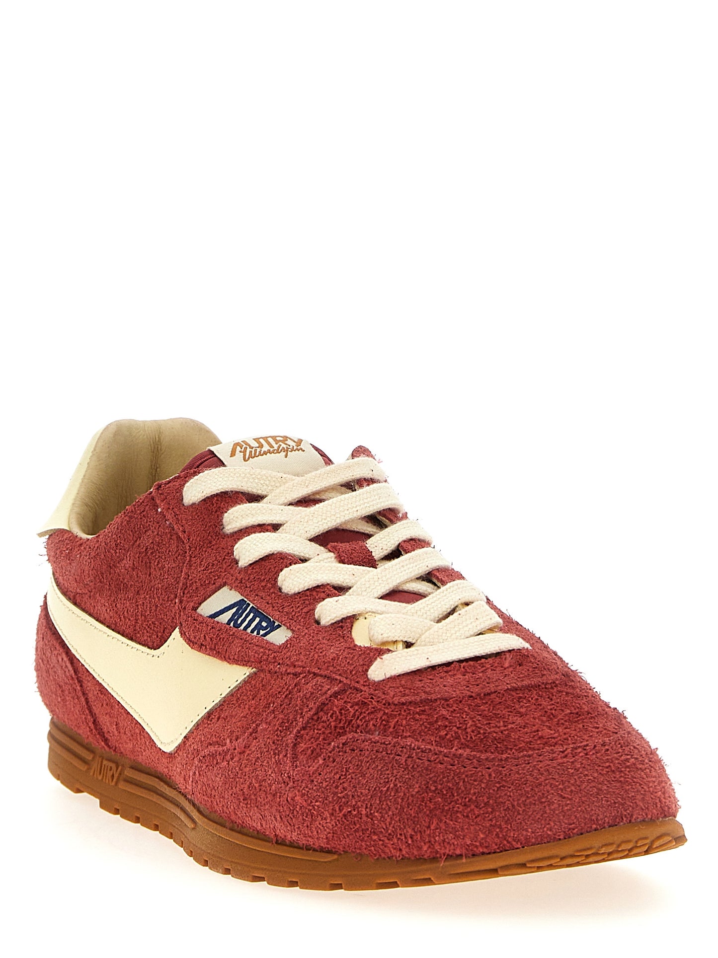 Sneakers by Autry for men in nylon suede leather & cotton terrycloth multicolor, red & jacquard presents a impeccable silhouette as Men's Low Top Nylon Suede Leather & Cotton Terrycloth Sneakers, expertly defined by a impeccable low-top style for a impeccable, high-fashion look.