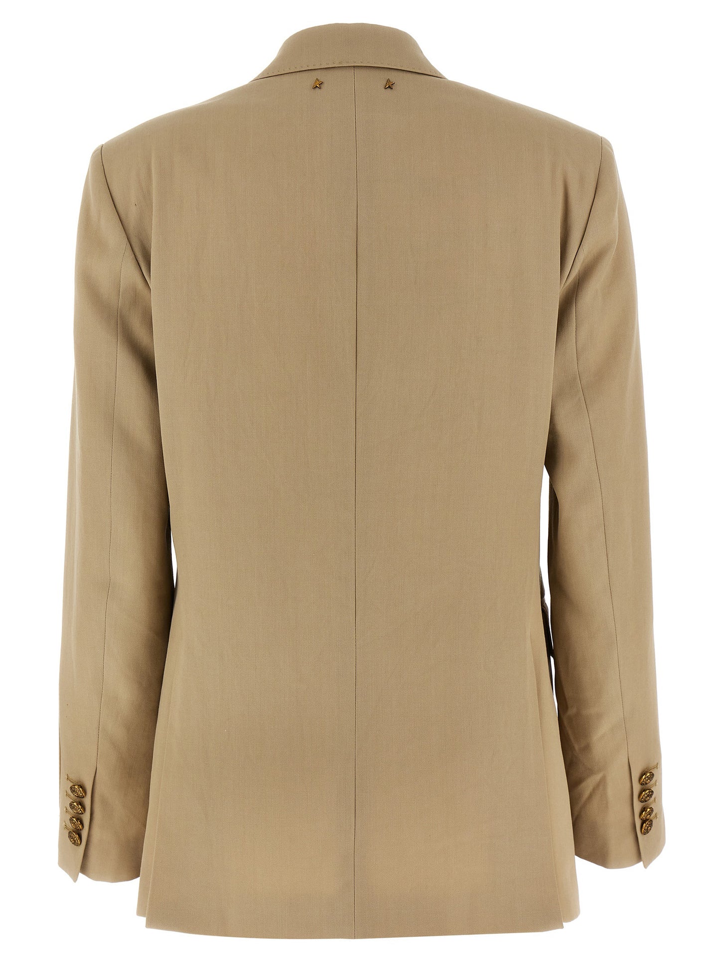 Blazer by Golden Goose for women in viscose & virgin wool beige & print features an sartorial silhouette, showcasing a sophisticated and sartorial for a truly sartorial finish.