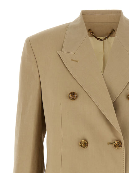 Blazer by Golden Goose for women in viscose & virgin wool beige & print features an stylish silhouette, showcasing a sophisticated and stylish for a truly stylish finish.
